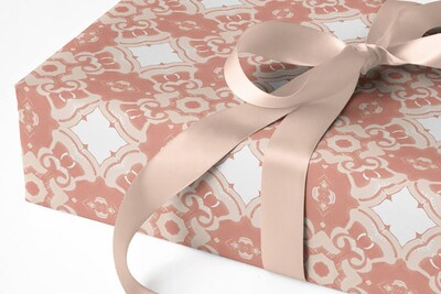 Wrapping Paper by the Yard ~ Alexandria Blush Medallion Paper 30 wide,  Wrapping Paper Rolls [Preppy Gift Wrap, Baby Shower, All Occasion]